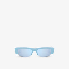 A5000260 AM0404S солнцезащитные очки из ацетата в прямоугольной оправе Alexander Mcqueen, синий