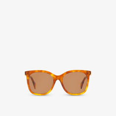 GG1071S солнцезащитные очки в квадратной оправе из ацетата черепаховой расцветки Gucci, коричневый