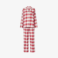 Хлопковая пижама свободного кроя в клетку Eberjey, цвет trtan plaid haute red iv