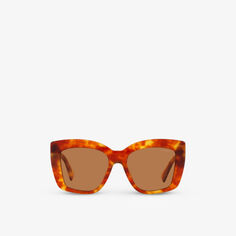 Солнцезащитные очки MU 04WS в квадратной оправе из ацетата черепаховой расцветки Miu Miu, коричневый