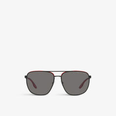 Солнцезащитные очки-авиаторы PS 50YS в металлическом корпусе Prada Linea Rossa, черный