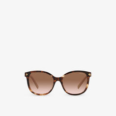 Солнцезащитные очки PR 22ZS в квадратной оправе из ацетата черепаховой расцветки Prada, коричневый