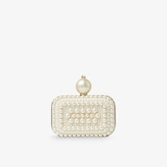 Замшевая клатч Micro Cloud, украшенная жемчугом и кристаллами Jimmy Choo, белый