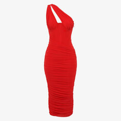 Платье миди Valentina из эластичной сетки с вырезами House Of Cb, красный