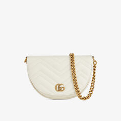 Миниатюрная кожаная сумка через плечо GG Marmont Gucci, белый