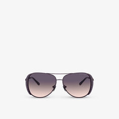 Солнцезащитные очки-авиаторы MK1082 Chelsea из металла, украшенные стразами Michael Kors, фиолетовый