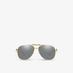 Солнцезащитные очки-авиаторы в металлической оправе VE2236 Versace, желтый