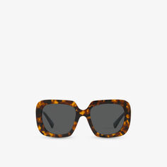 Солнцезащитные очки VE4434 в квадратной оправе из ацетата черепаховой расцветки с логотипом Versace, коричневый