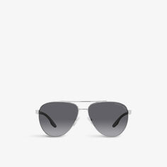 Солнцезащитные очки-авиаторы PS 50YS в металлическом корпусе Prada Linea Rossa, серебряный