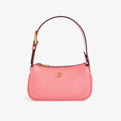 Кожаная сумка на плечо Aphrodite с металлической пластинкой Gucci, розовый