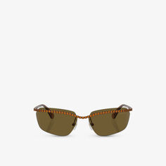 Солнцезащитные очки SK7001 в металлической прямоугольной оправе, украшенной драгоценными камнями Swarovski, коричневый