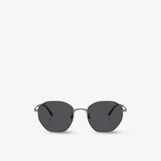 Солнцезащитные очки в металлической круглой оправе с логотипом AR6150 Giorgio Armani, серый