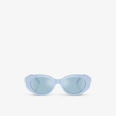 Солнцезащитные очки SK6002 в овальной оправе из ацетата, украшенные драгоценными камнями Swarovski, синий