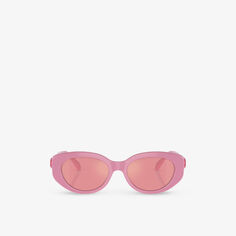 Солнцезащитные очки SK6002 в овальной оправе из ацетата, украшенные драгоценными камнями Swarovski, розовый