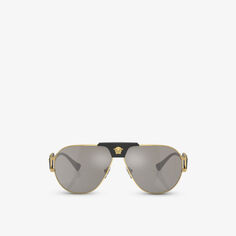 Солнцезащитные очки в стальной оправе VE2252 Versace, желтый