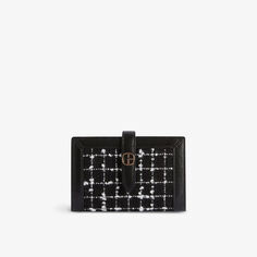 Кожаный кошелек Alycia в клетку Claudie Pierlot, цвет noir / gris