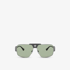Солнцезащитные очки в стальной оправе VE2251 Versace, серый