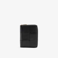 Кожаный кошелек на молнии с мягкой подкладкой Intrecciato Bottega Veneta, черный