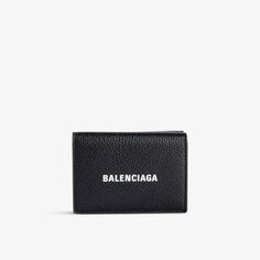 Мини-кожаный кошелек с логотипом Balenciaga, черный