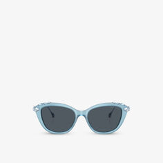 Солнцезащитные очки SK6010 из ацетата кошачьего глаза Swarovski, синий