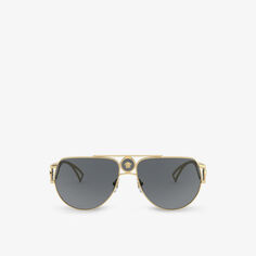 Солнцезащитные очки VE2225 в оправе-авиаторе из стекла и металла Versace, желтый