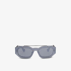 Солнцезащитные очки VE2235 в металлической овальной оправе Versace, серый