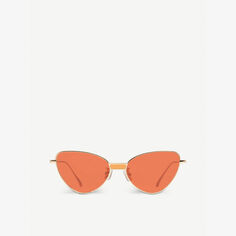 Солнцезащитные очки «кошачий глаз» из металла золотистого цвета Chakra 032(OR) Gentle Monster, оранжевый