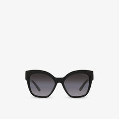 Солнцезащитные очки PR 17ZS в квадратной оправе из ацетата с логотипом Prada, черный