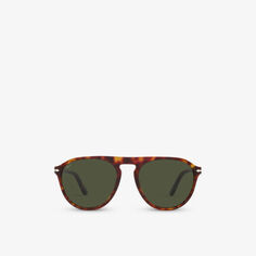 PO3302S солнцезащитные очки-авиаторы в черепаховой оправе из ацетата ацетата Persol, коричневый