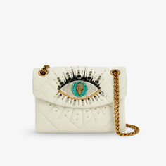 Кожаная сумка на плечо Mini Kensington с декорированными глазами Kurt Geiger London, цвет bone
