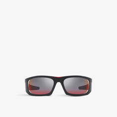 Солнцезащитные очки PS 02YS из нейлона с запахом Prada Linea Rossa, черный