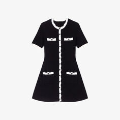 Трикотажное платье мини с фестонами Maje, цвет noir / gris