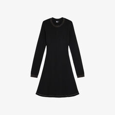 Мини-платье из эластичной ткани с заклепками The Kooples, черный