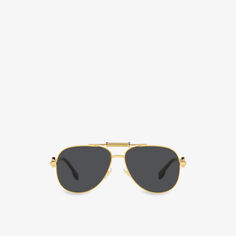 Солнцезащитные очки-авиаторы в металлической оправе VE2236 Versace, желтый