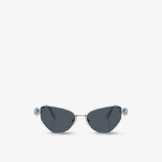 SK7003 солнцезащитные очки в металлической оправе неправильной формы Swarovski, серебряный