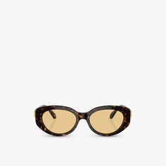 SK6002 солнцезащитные очки из ацетата черепаховой расцветки в овальной оправе Swarovski, коричневый