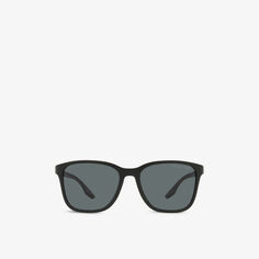 Солнцезащитные очки PS 02WS в квадратной оправе из ацетата Prada Linea Rossa, черный