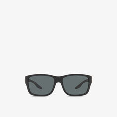 Солнцезащитные очки PS 01WS в квадратной оправе из ацетата Prada Linea Rossa, черный
