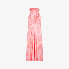 Атласное платье миди Lilymay с цветочным принтом Ted Baker, цвет coral