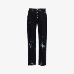 Прямые широкие джинсы средней посадки с брызгами краски Jean Vintage, черный