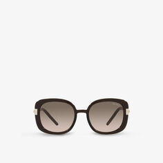 Солнцезащитные очки PR04WS в нейлоновой квадратной оправе Prada, коричневый