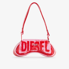 Плетеная сумка на плечо с абстрактным принтом Diesel, розовый