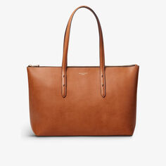Кожаная сумка-тоут Regent с тисненым логотипом Aspinal Of London, цвет tan
