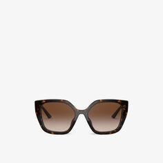Солнцезащитные очки PR 24XS в прямоугольной оправе Prada, коричневый