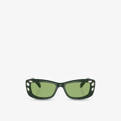 Солнцезащитные очки SK6008 в прямоугольной оправе из ацетата ацетата Swarovski, зеленый