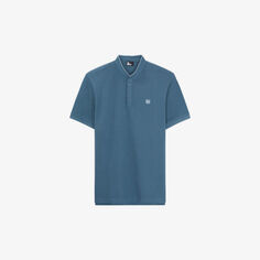 Рубашка-поло из хлопка с короткими рукавами и вышитым логотипом The Kooples, синий