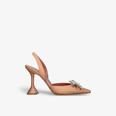 Замшевые туфли Rosie с пяткой на пятке, украшенные кристаллами Amina Muaddi, коричневый