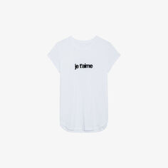 Хлопковая футболка с короткими рукавами и принтом Je T&apos;aime Zadig&amp;Voltaire, цвет blanc