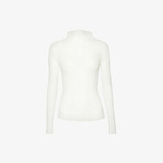 Тканый топ Chiffon Twist с высоким воротником Issey Miyake, белый