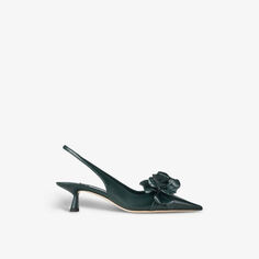Кожаные туфли Amita на каблуке с пяткой на пятке, украшенные цветами Jimmy Choo, зеленый